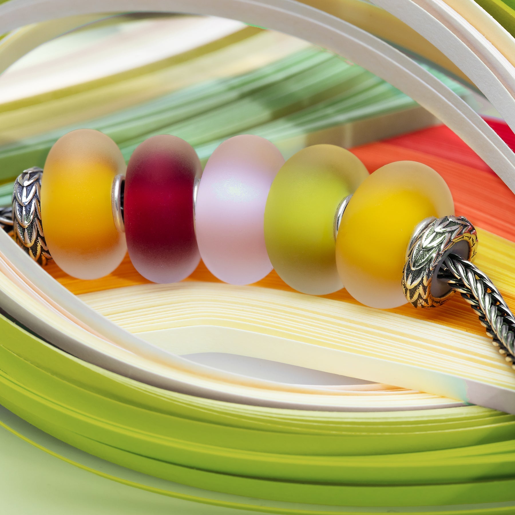 Elfbeads Pear Frost yellow; silver glass Bead by The Alternative Bead. Your official Elfbeads Retailer from Germany