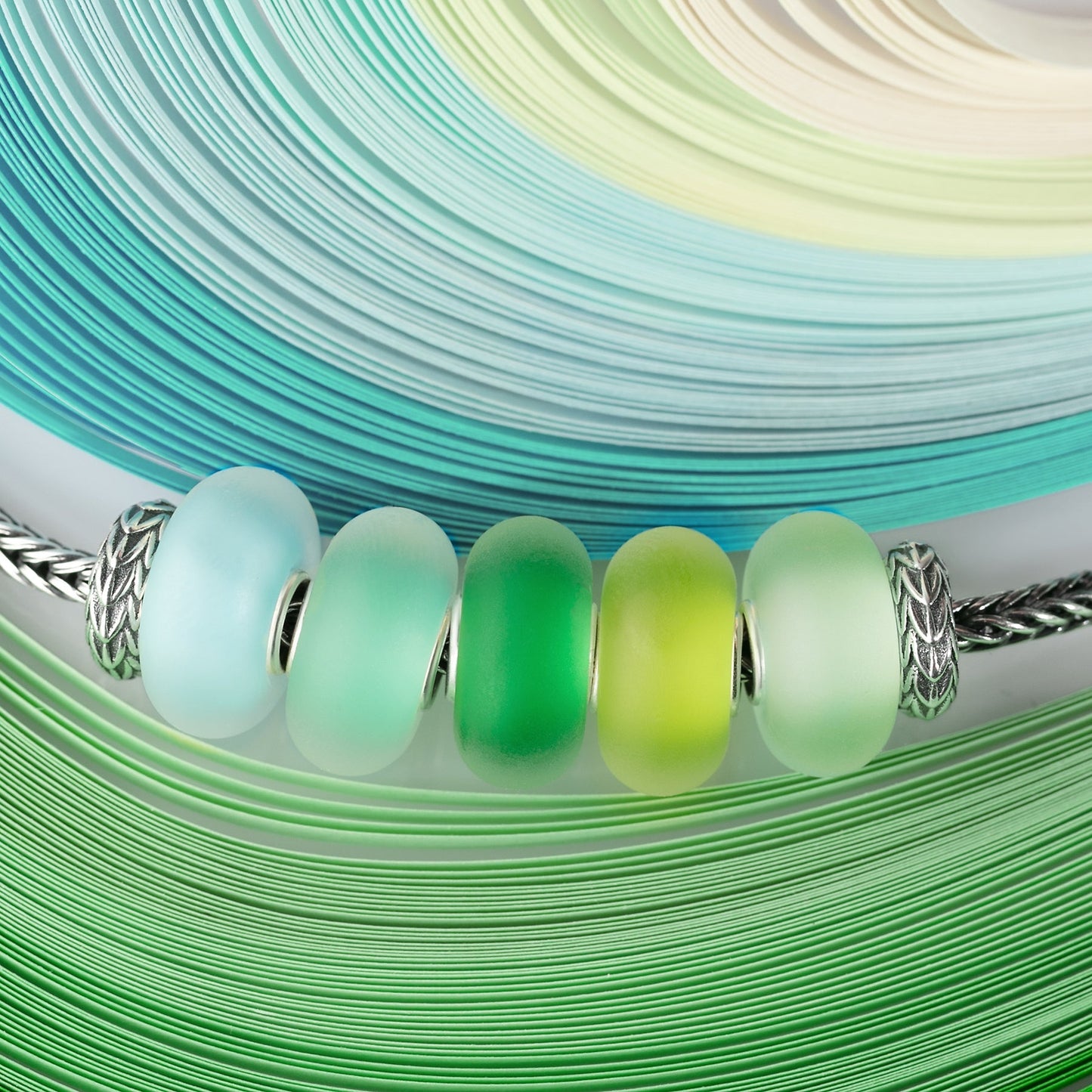 Elfbeads Teal Green Frost (G220809) green and silver glass Charm - The Alternative Bead official German Retailer. Buy 4 get 5 - free DHL Shipping for all orders above 150€