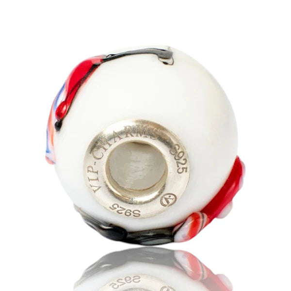 VIP-CHARMS Crimson Muse Murano Glass Bead (ME041) red and white glass Charm by The Alternative Bead. Your Official VIP-CHARMS Retailer from Germany