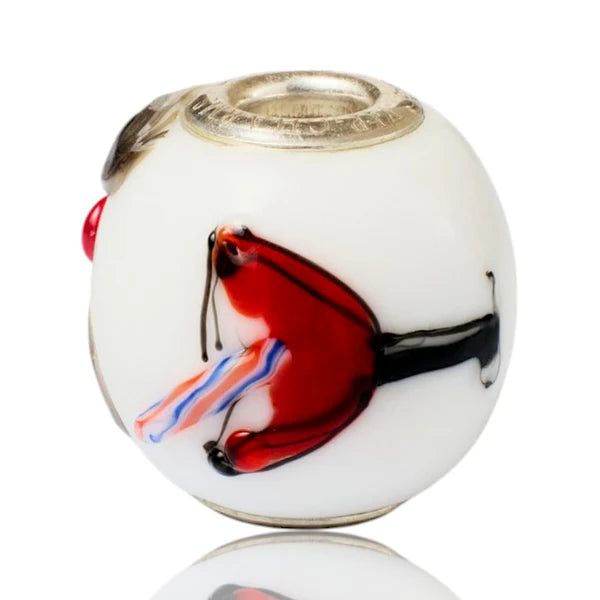 VIP-CHARMS Crimson Muse Murano Glass Bead (ME041) red and white glass Charm by The Alternative Bead. Your Official VIP-CHARMS Retailer from Germany