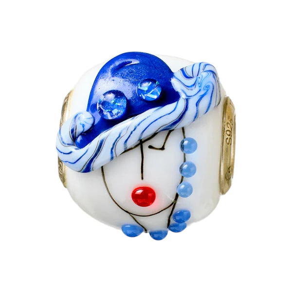 VIP-CHARMS Sapphire Veil Murano Glass Bead (ME042) blue and white glass Charm by The Alternative Bead. Your Official VIP-CHARMS Retailer from Germany