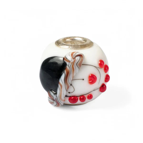 VIP-CHARMS Coffee Muse Murano Glass Bead (ME043) white and red glass Charm by The Alternative Bead. Your Official VIP-CHARMS Retailer from Germany
