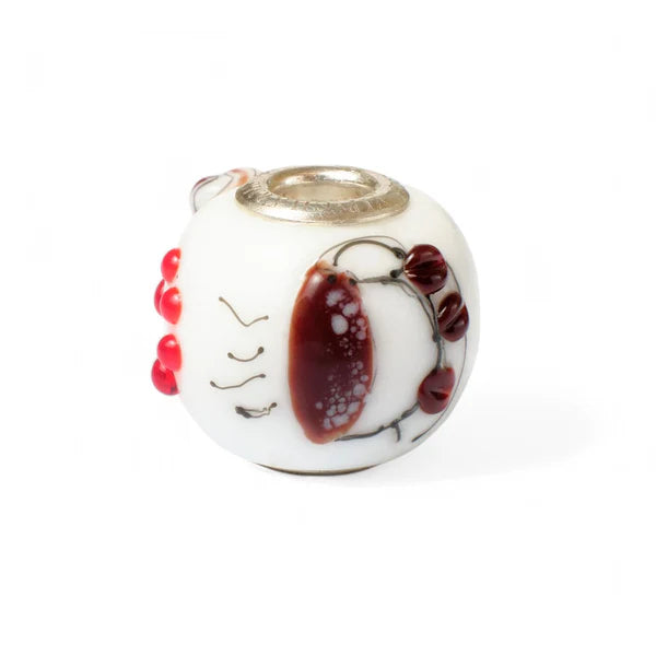 VIP-CHARMS Coffee Muse Murano Glass Bead (ME043) white and red glass Charm by The Alternative Bead. Your Official VIP-CHARMS Retailer from Germany