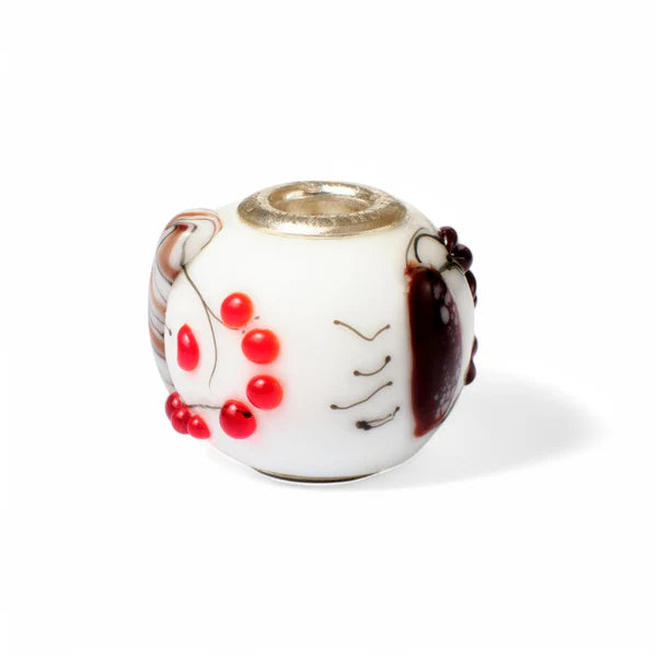 VIP-CHARMS Coffee Muse Murano Glass Bead (ME043) white and red glass Charm by The Alternative Bead. Your Official VIP-CHARMS Retailer from Germany