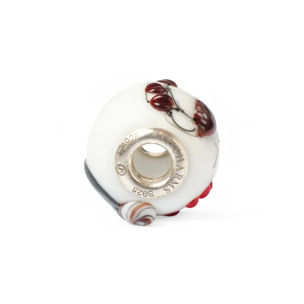 VIP-CHARMS Coffee Muse Murano Glass Bead (ME043) white and red glass Charm by The Alternative Bead. Your Official VIP-CHARMS Retailer from Germany