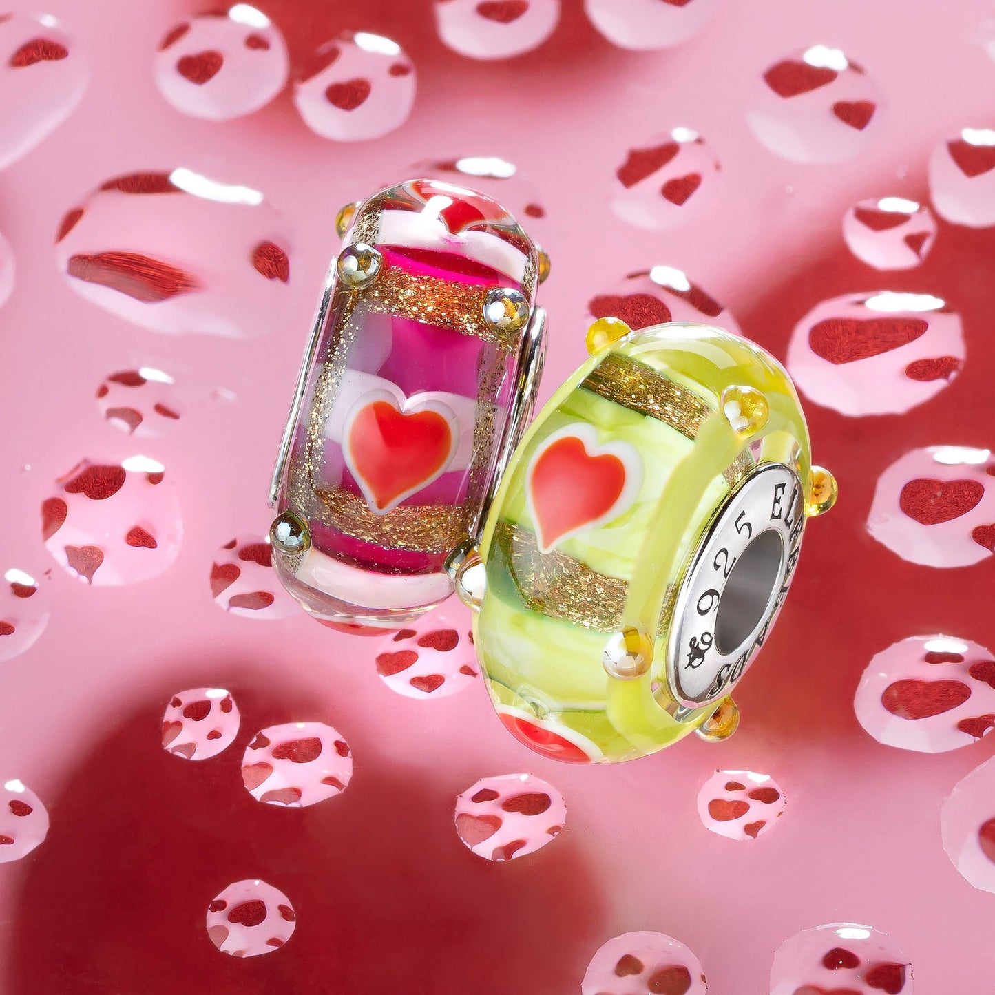 Elfbeads Intriguing Hearts Yellow-Green glass Bead by The Alternative Bead. Your official Elfbeads Retailer from Germany