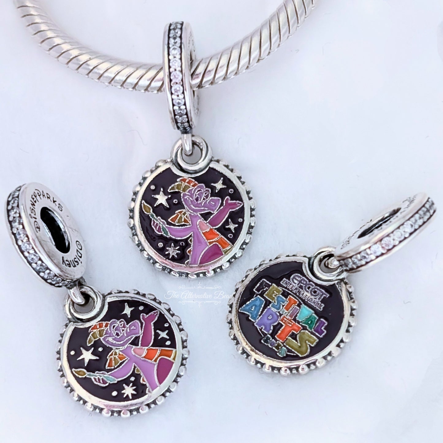 Disney x Pandora Figment (EPCOT Festival of the Arts 2025) silver; purple sterling-silver; enamel Dangle by The Alternative Bead. Your official Disney x Pandora Retailer from Germany