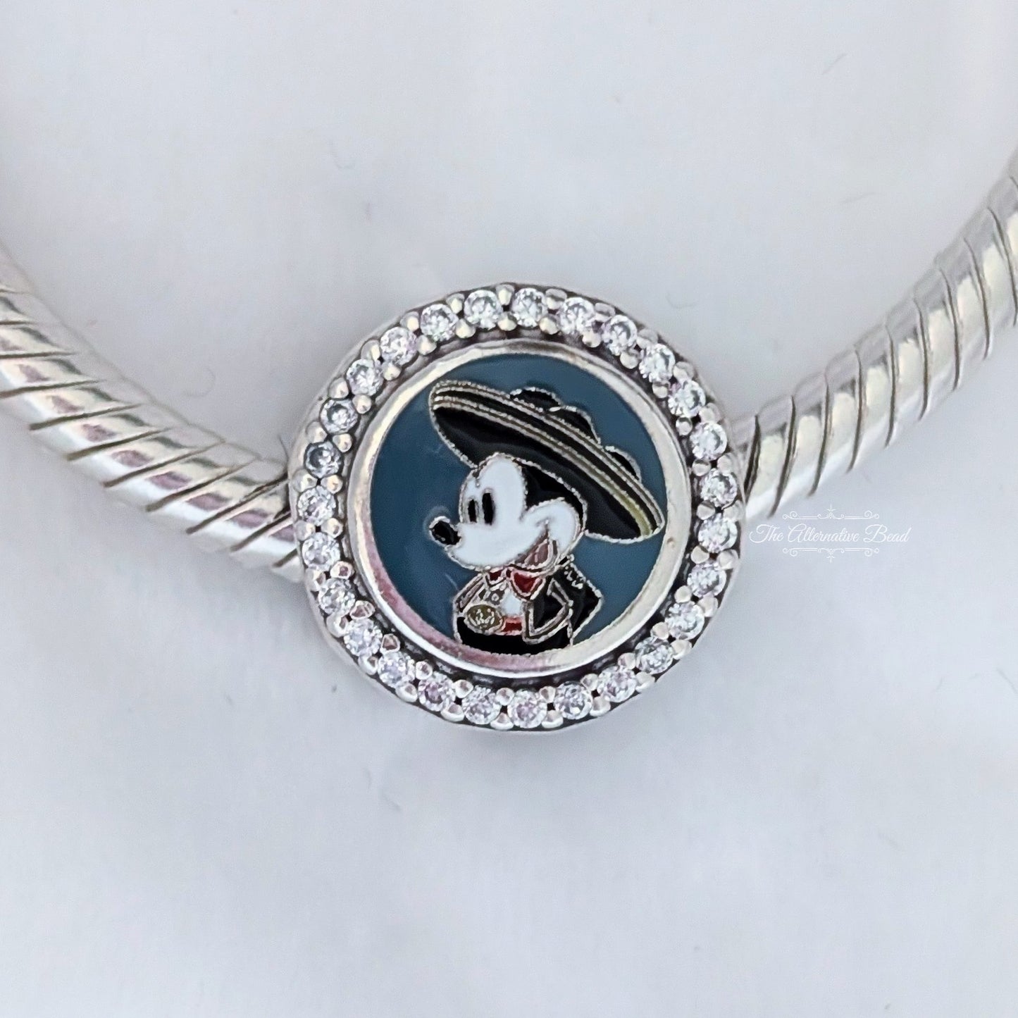 Disney x Pandora Mickey Mouse Mexico (EPCOT World Showcase) silver; white; blue; beige sterling-silver; enamel Bead by The Alternative Bead. Your official Disney x Pandora Retailer from Germany