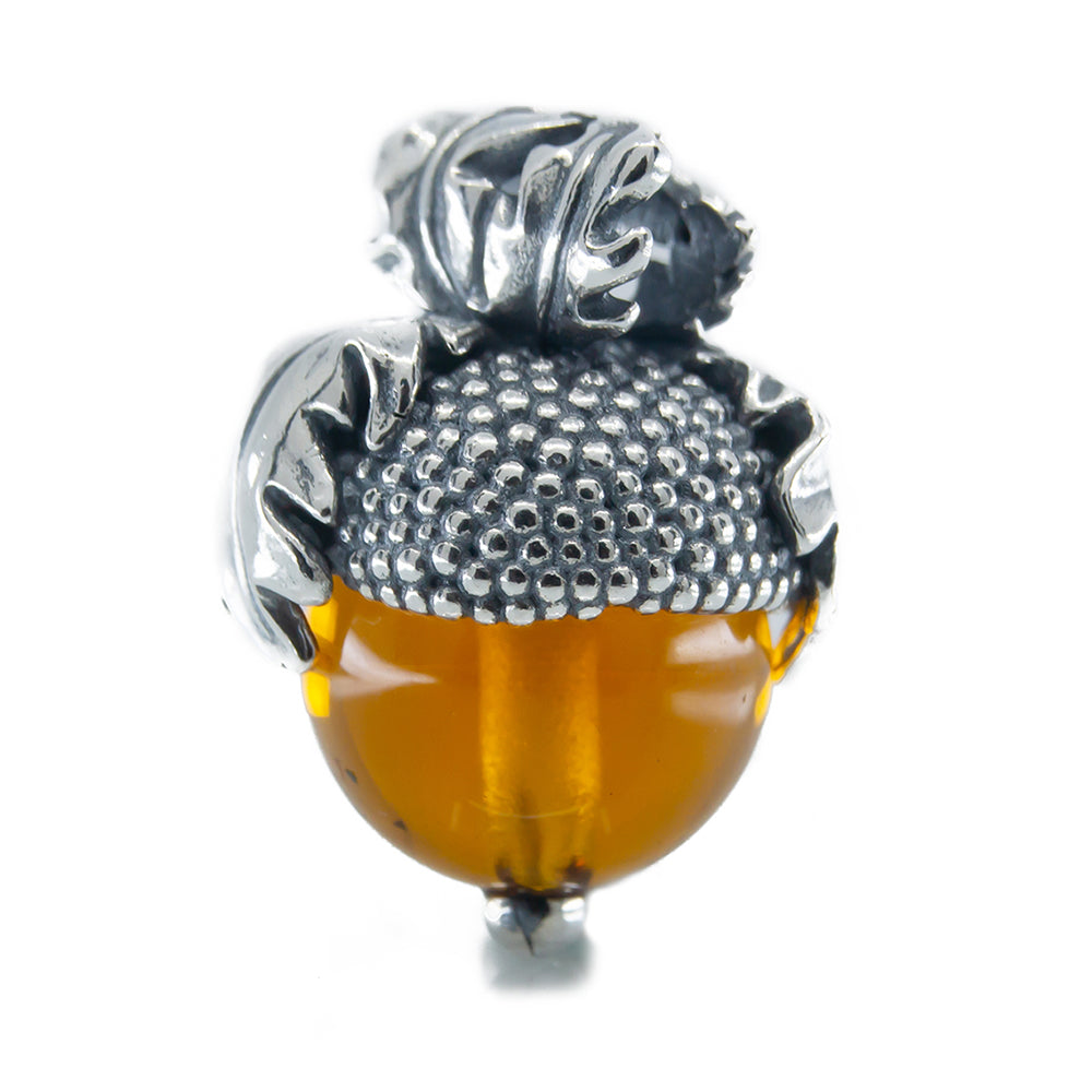 Aurora Charm Oak Acorn Charm silver; brown sterling-silver; glass Dangle by The Alternative Bead. Your official Aurora Charm Retailer from Germany