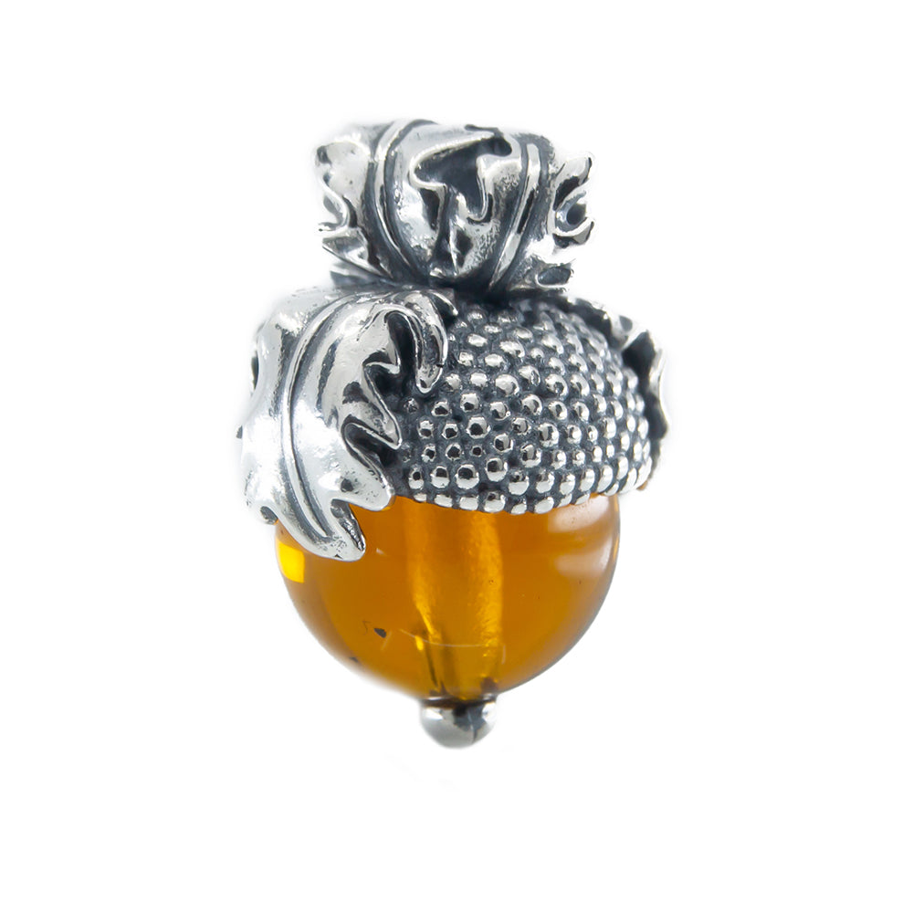Aurora Charm Oak Acorn Charm silver; brown sterling-silver; glass Dangle by The Alternative Bead. Your official Aurora Charm Retailer from Germany