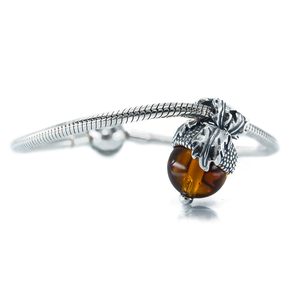 Aurora Charm Oak Acorn Charm silver; brown sterling-silver; glass Dangle by The Alternative Bead. Your official Aurora Charm Retailer from Germany