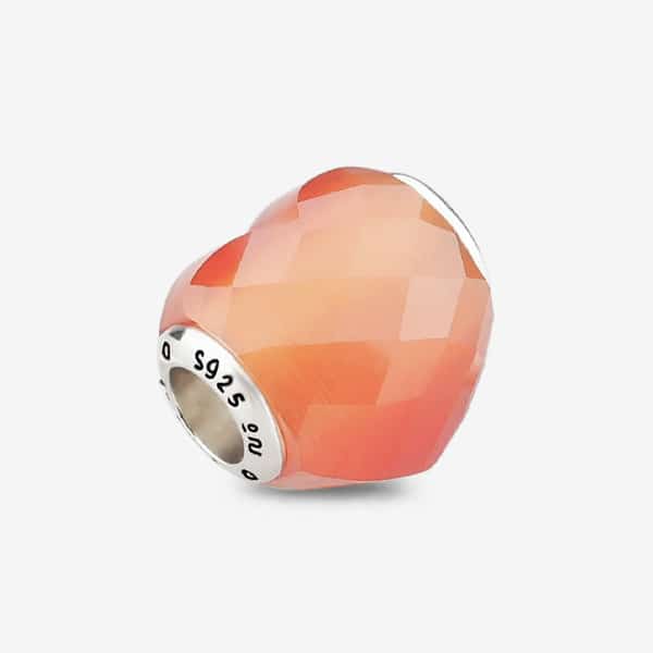Praan Apricot Cat’s Eye Faceted Glass Heart Charm orange natural-stone Bead by The Alternative Bead. Your official Praan Retailer from Germany