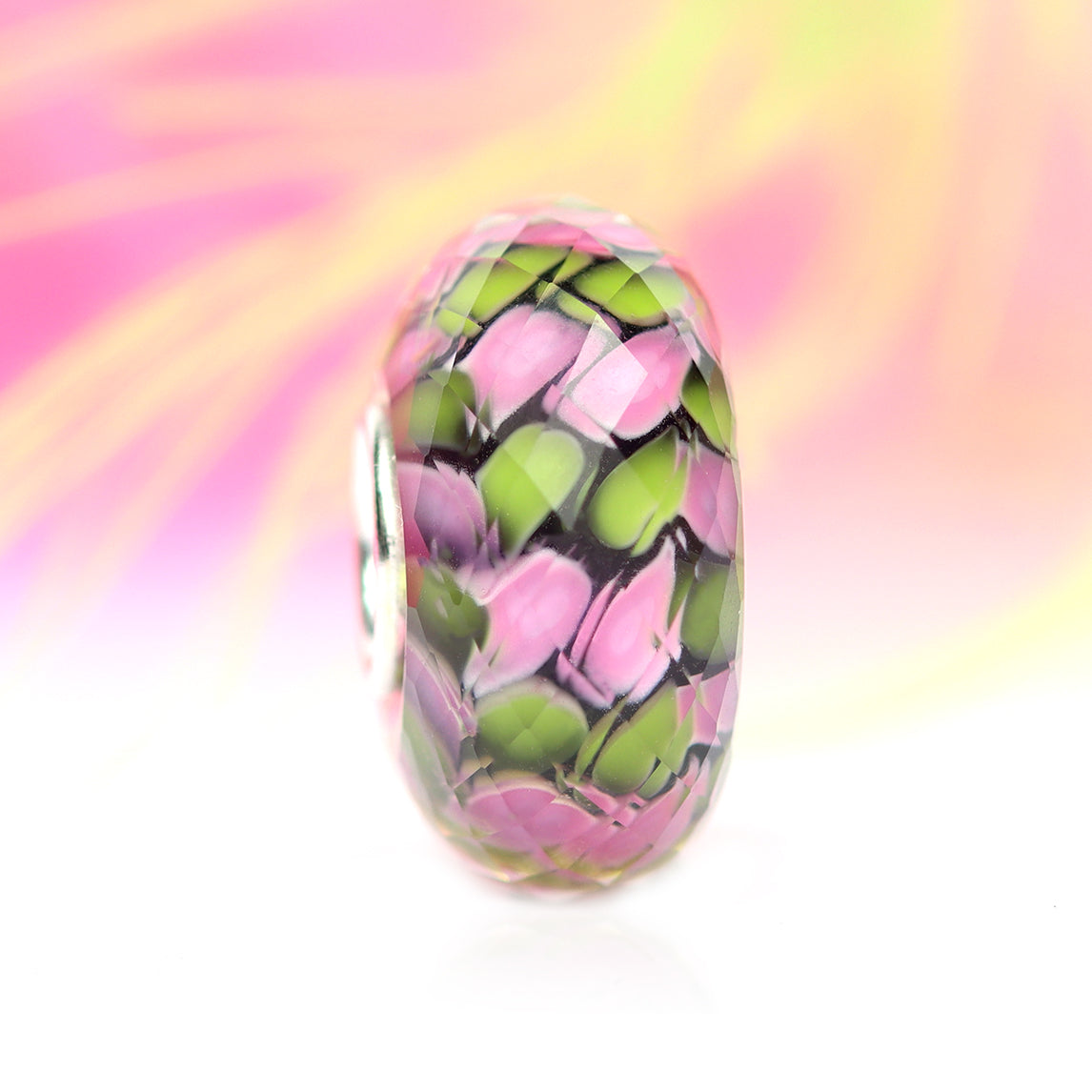 Ogerbeads Bead of the Month April – 2024 pink; green glass Bead by The Alternative Bead. Your official Ogerbeads Retailer from Germany