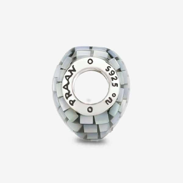 Praan Blue Steel Mother Of Pearl Heart Charm silver mother-of-pearl Bead by The Alternative Bead. Your official Praan Retailer from Germany