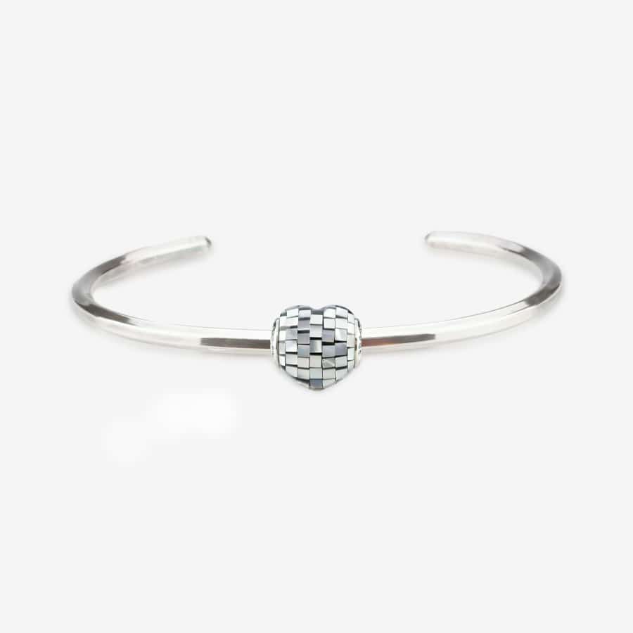 Praan Blue Steel Mother Of Pearl Heart Charm silver mother-of-pearl Bead by The Alternative Bead. Your official Praan Retailer from Germany