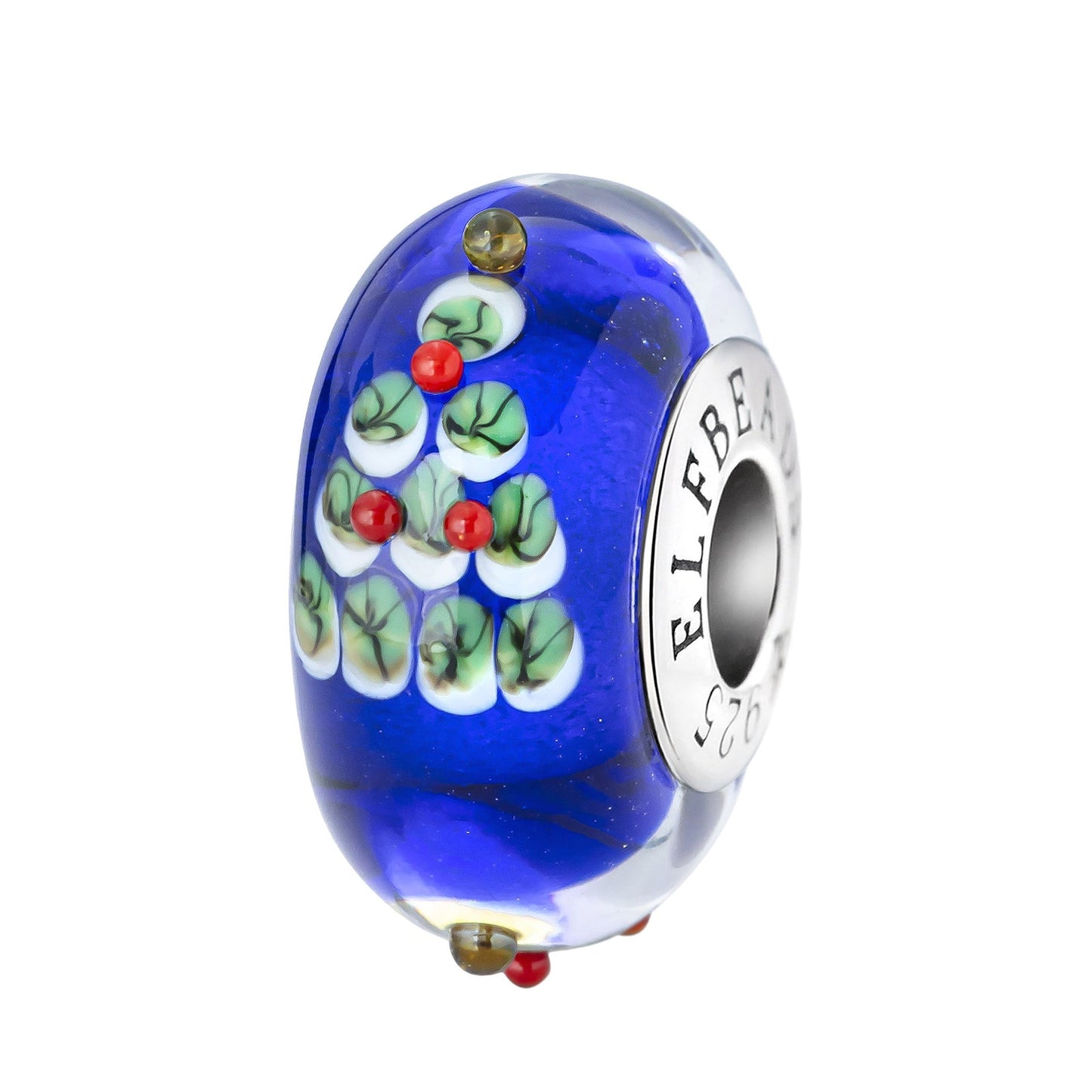 Elfbeads Christmas Tree Forest Magic (G241050) silver and blue glass Charm - The Alternative Bead official German Retailer. Buy 4 get 5 - free DHL Shipping for all orders above 150€