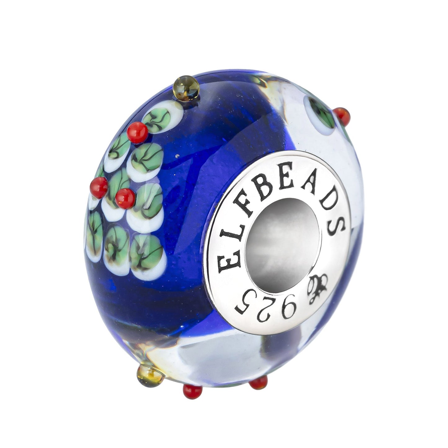 Elfbeads Christmas Tree Forest Magic (G241050) silver and blue glass Charm - The Alternative Bead official German Retailer. Buy 4 get 5 - free DHL Shipping for all orders above 150€
