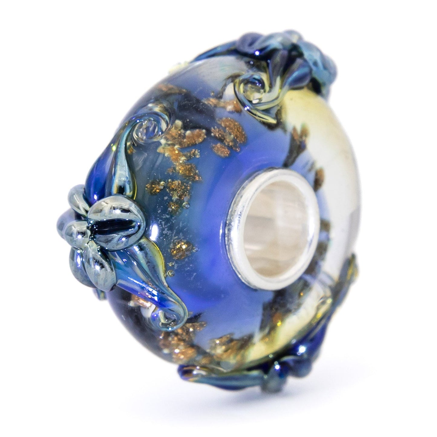 Elfbeads Cobalt Blue Golddust Lilies (G220617) glass Charm - The Alternative Bead official German Retailer. Buy 4 get 5 - free DHL Shipping for all orders above 150€