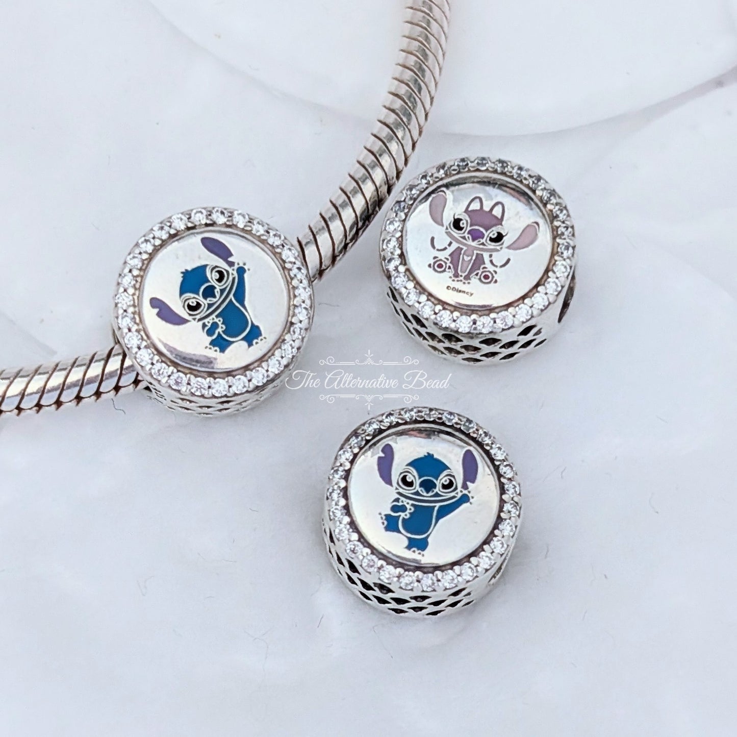Disney x Pandora Stitch & Angel Engravable silver; blue sterling-silver; enamel Bead by The Alternative Bead. Your official Disney x Pandora Retailer from Germany