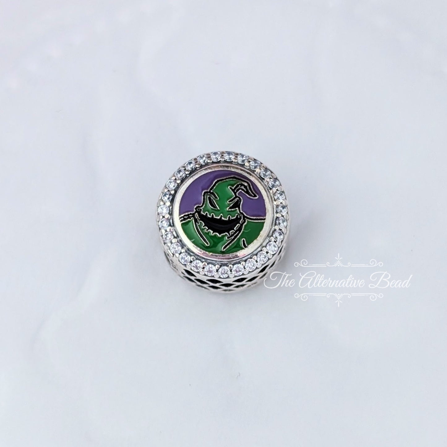 Disney x Pandora Oogie Boogie Engravable green; purple sterling-silver; enamel Bead by The Alternative Bead. Your official Disney x Pandora Retailer from Germany