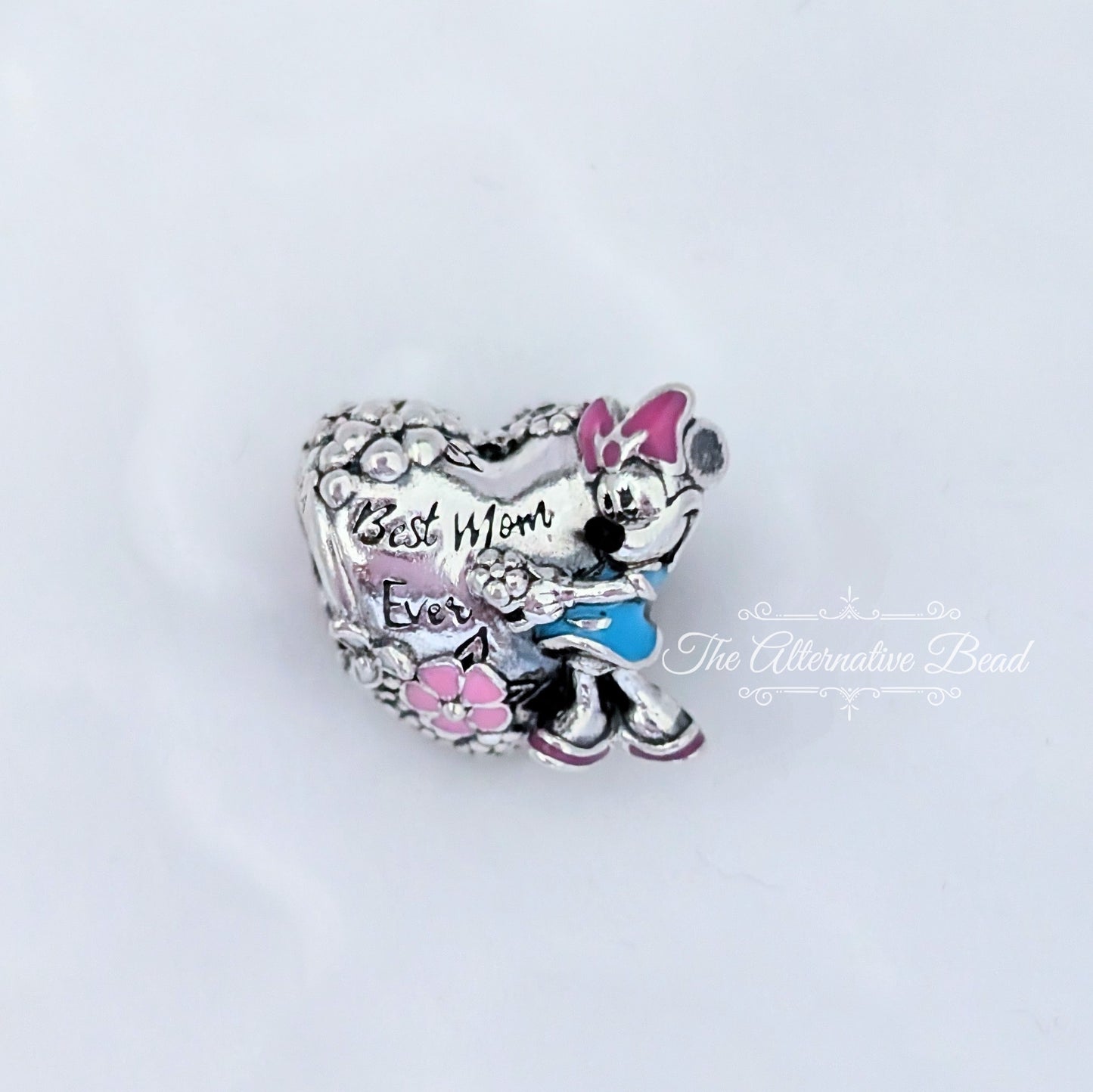 Disney x Pandora Minnie Mouse Best Mom Ever silver; pink; blue sterling-silver; enamel Bead by The Alternative Bead. Your official Disney x Pandora Retailer from Germany