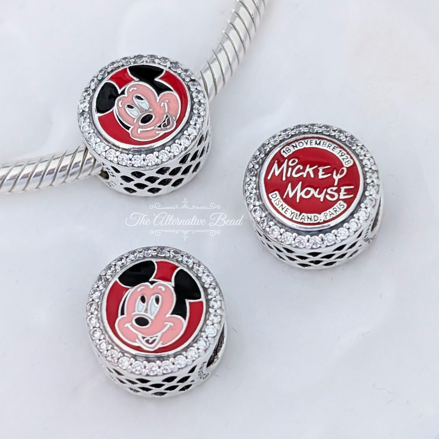 Disney x Pandora Mickey Mouse 96th Anniversary Charm Nov 18th 1928 (Limited Edition) red sterling-silver; enamel Bead by The Alternative Bead. Your official Disney x Pandora Retailer from Germany