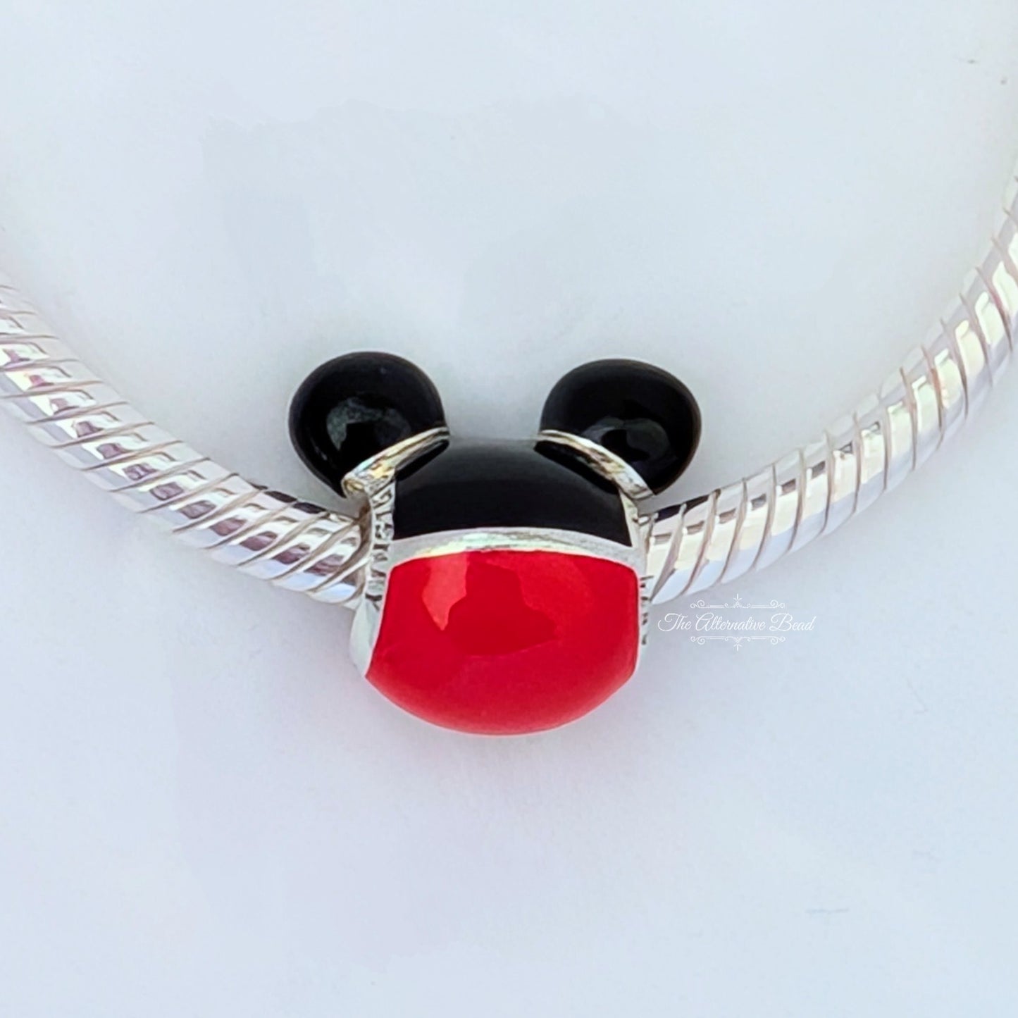 Disney x Pandora Mickey Mouse Icon red; black sterling-silver; enamel Bead by The Alternative Bead. Your official Disney x Pandora Retailer from Germany