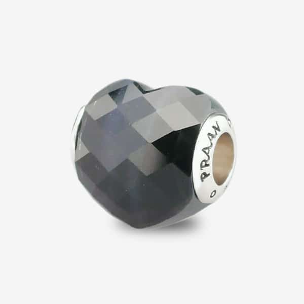 Praan Dark Blue Tigers Eye Heart Charm black natural-stone Bead by The Alternative Bead. Your official Praan Retailer from Germany