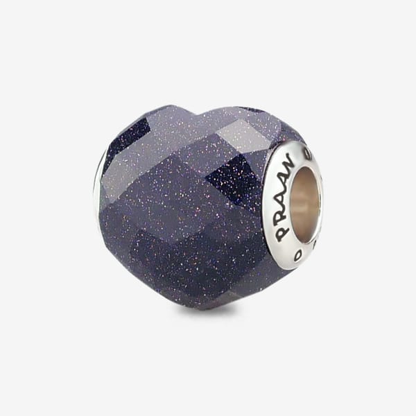 Praan Faceted Blue Goldstone Heart Charm blue natural-stone Bead by The Alternative Bead. Your official Praan Retailer from Germany