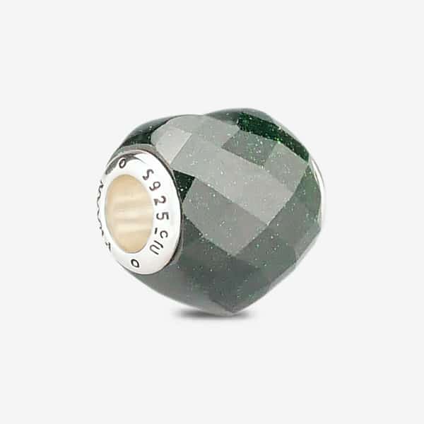Praan Faceted Emerald Green Goldstone Heart Charm green natural-stone Bead by The Alternative Bead. Your official Praan Retailer from Germany