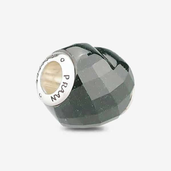 Praan Faceted Emerald Green Goldstone Heart Charm green natural-stone Bead by The Alternative Bead. Your official Praan Retailer from Germany