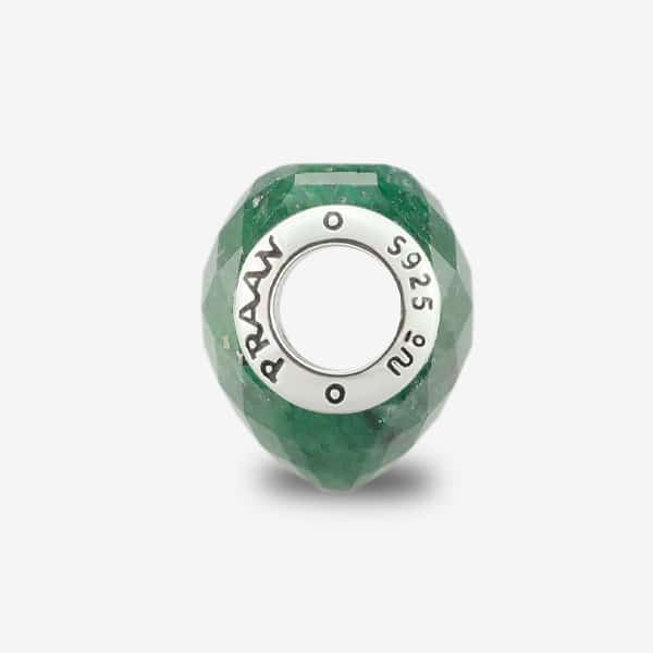 Praan Faceted Chrome Mica Heart Charm green natural-stone Bead by The Alternative Bead. Your official Praan Retailer from Germany