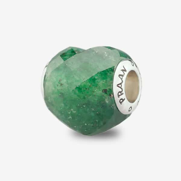 Praan Faceted Chrome Mica Heart Charm green natural-stone Bead by The Alternative Bead. Your official Praan Retailer from Germany