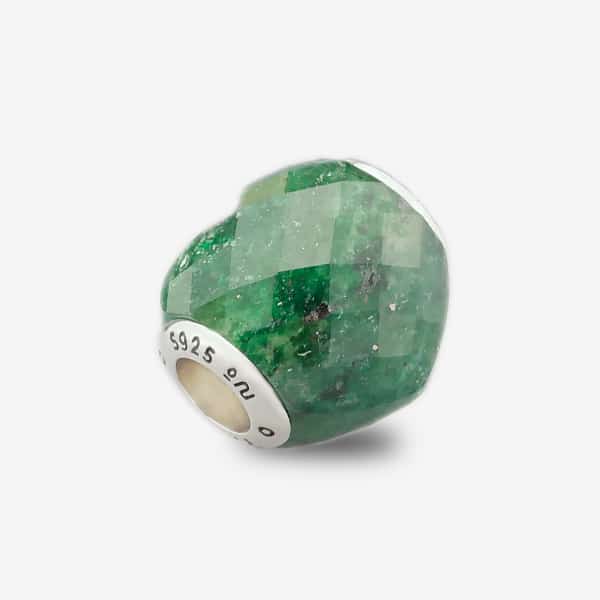 Praan Faceted Chrome Mica Heart Charm green natural-stone Bead by The Alternative Bead. Your official Praan Retailer from Germany