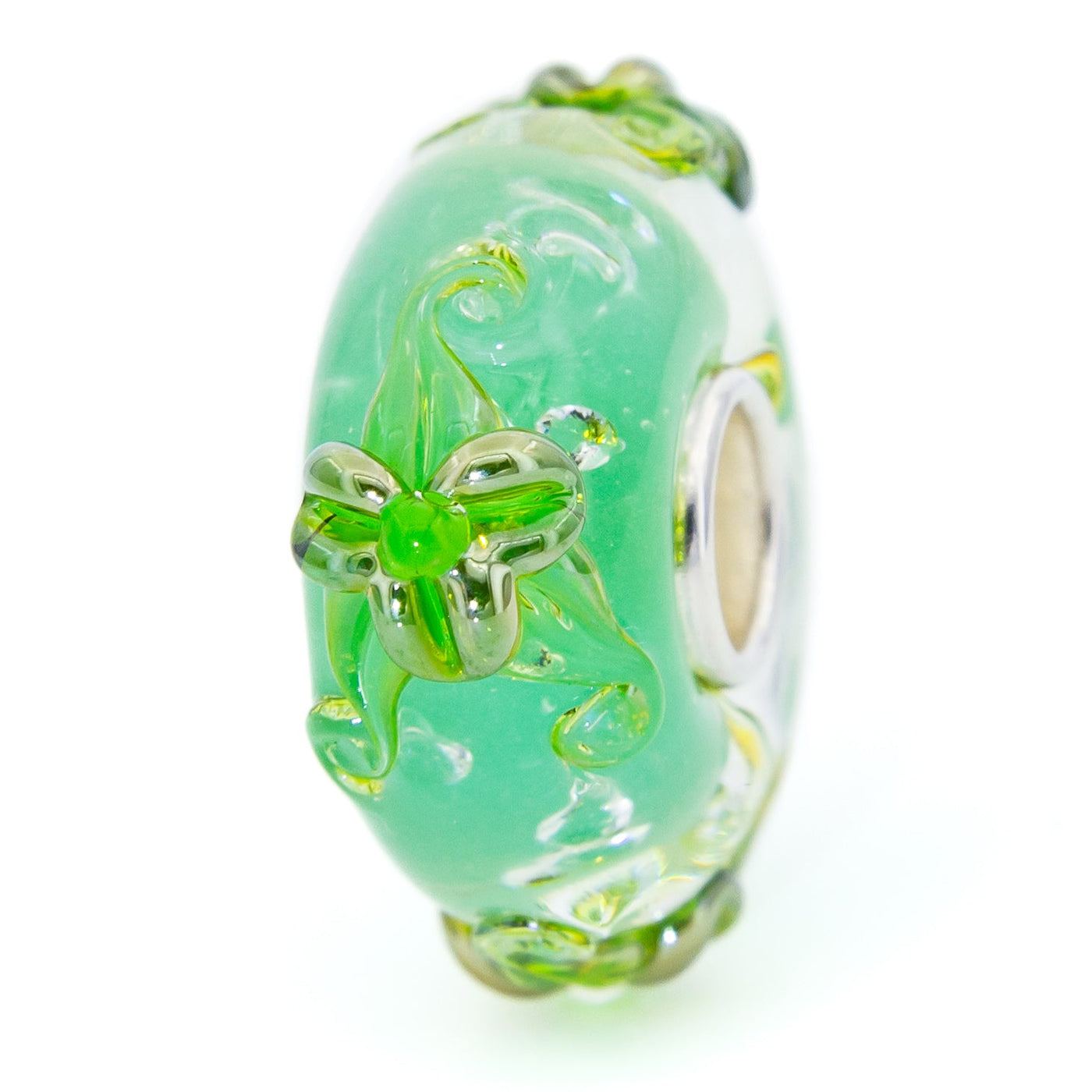 Elfbeads Fresh Green Gold Lilies Monroe (G220401) glass Bead - The Alternative Bead official German Retailer. Buy 4 get 5 - free DHL Shipping for all orders above 150 ?