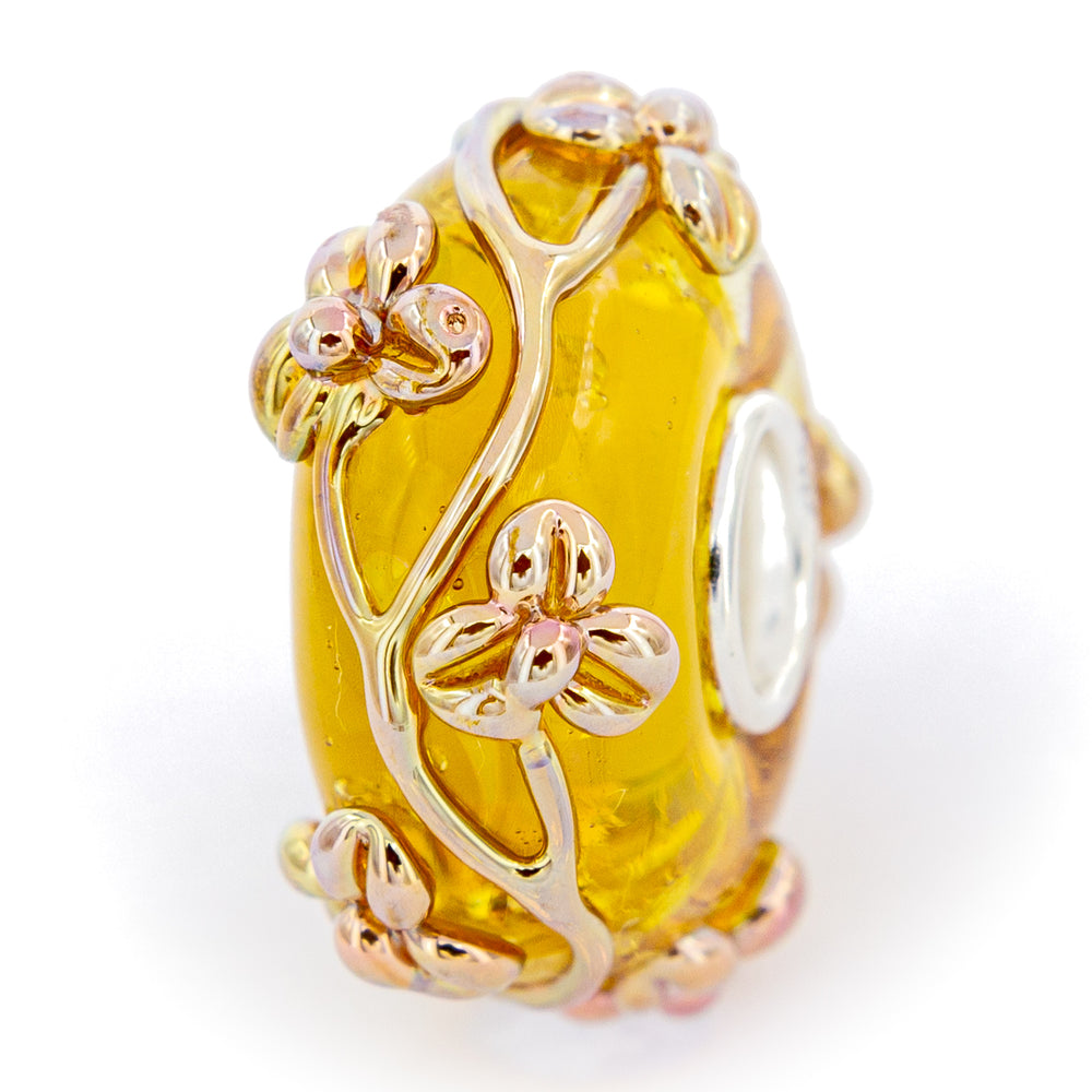 Elfbeads Golden Sunshine Flowertwig yellow glass Charm - The Alternative Bead official German Retailer. Buy 4 get 5 - free DHL Shipping for all orders above 150€
