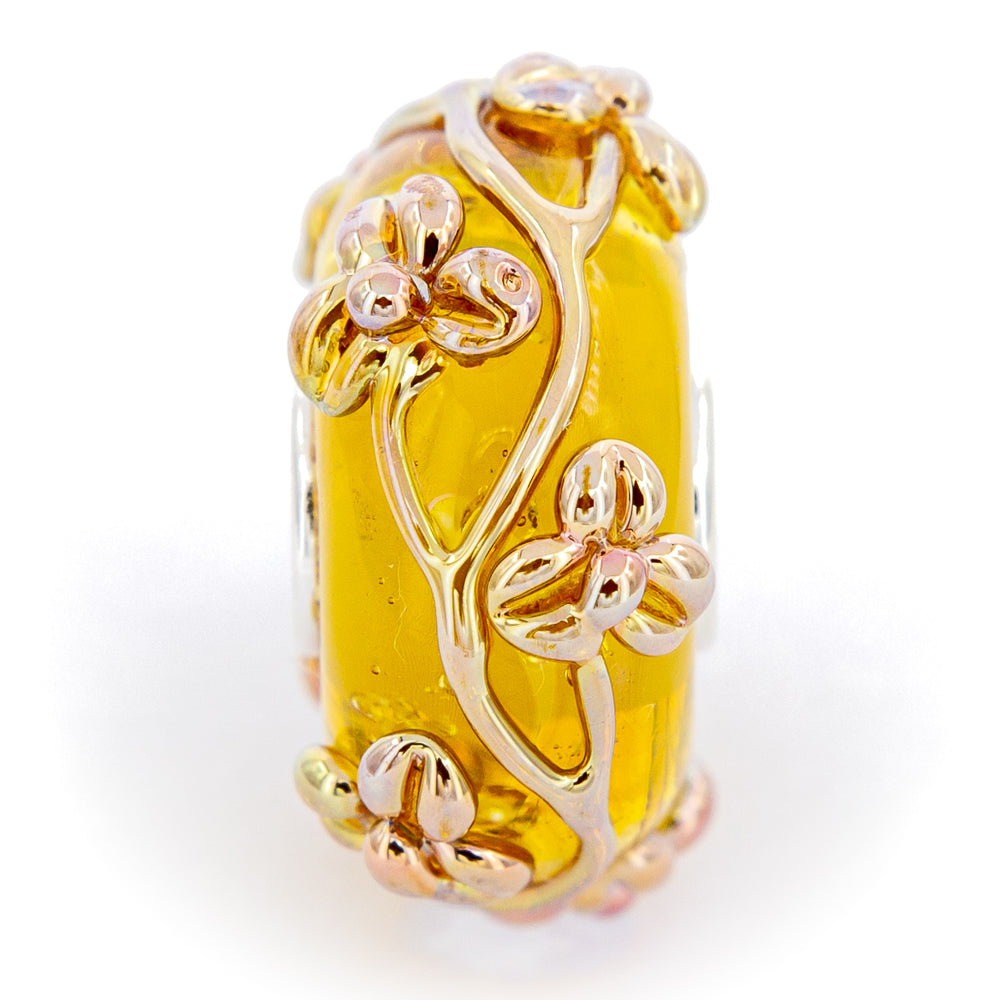 Elfbeads Golden Sunshine Flowertwig yellow glass Charm - The Alternative Bead official German Retailer. Buy 4 get 5 - free DHL Shipping for all orders above 150€