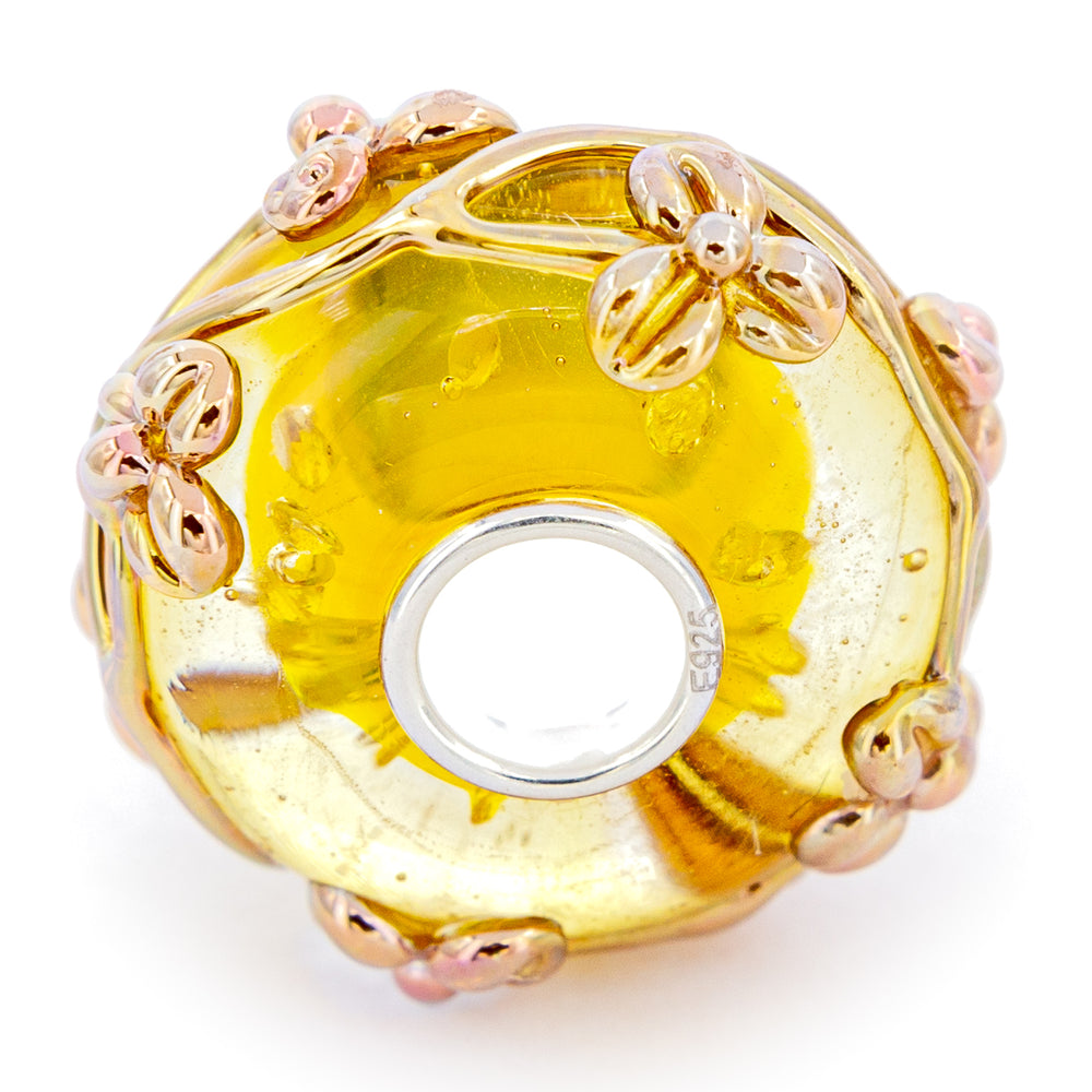 Elfbeads Golden Sunshine Flowertwig yellow glass Charm - The Alternative Bead official German Retailer. Buy 4 get 5 - free DHL Shipping for all orders above 150€