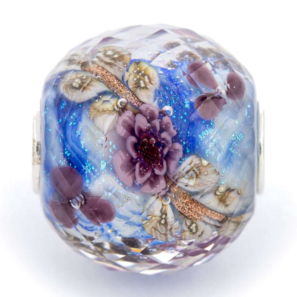 Elfbeads Moonshimmer Art Flowerworld Fractal blue glass Charm - The Alternative Bead official German Retailer. Buy 4 get 5 - free DHL Shipping for all orders above 150€