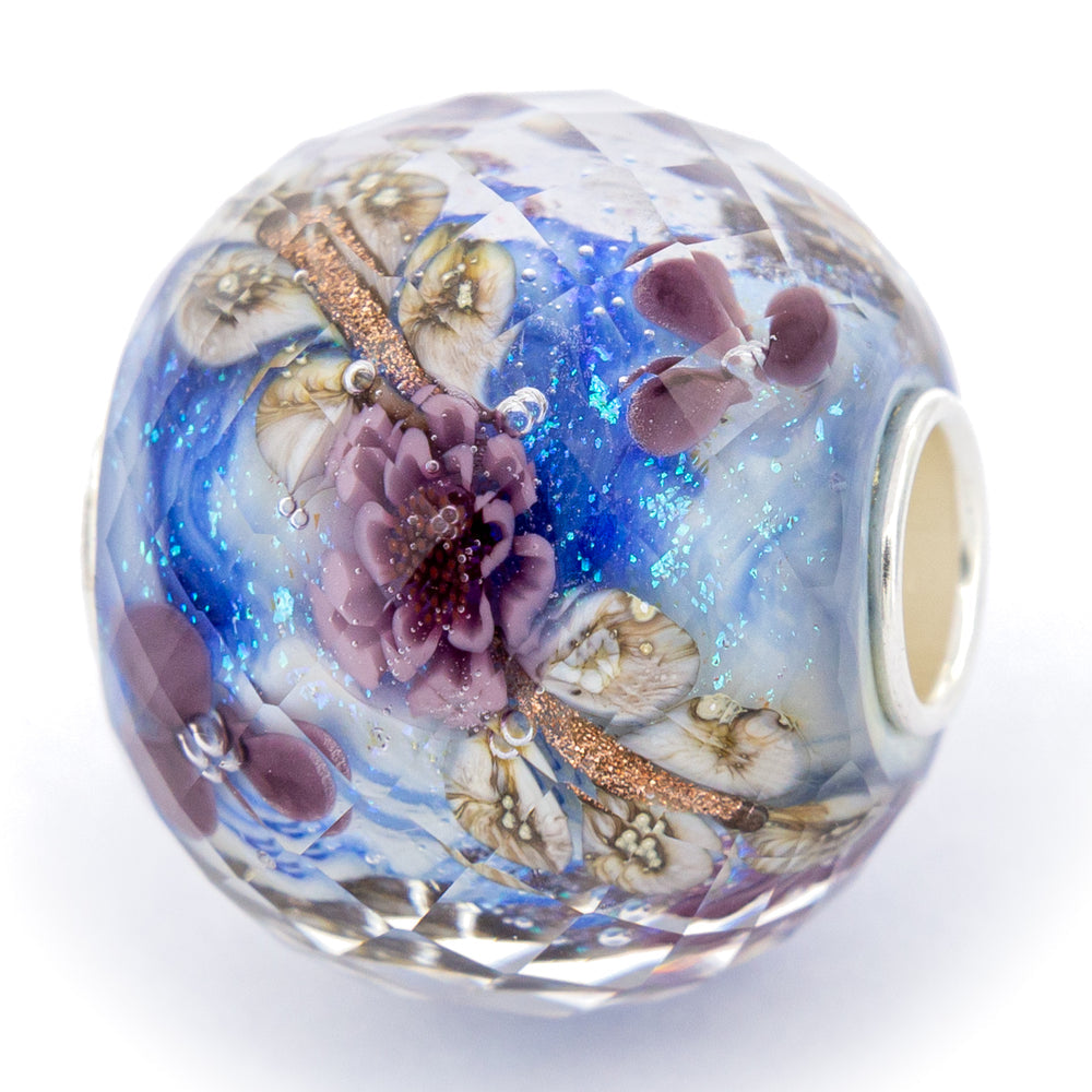 Elfbeads Moonshimmer Art Flowerworld Fractal blue glass Charm - The Alternative Bead official German Retailer. Buy 4 get 5 - free DHL Shipping for all orders above 150€