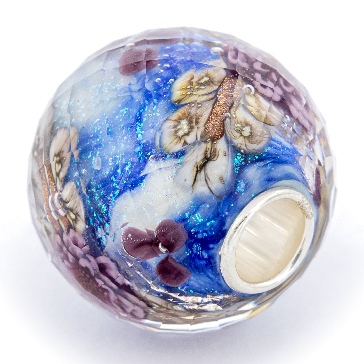 Elfbeads Moonshimmer Art Flowerworld Fractal blue glass Charm - The Alternative Bead official German Retailer. Buy 4 get 5 - free DHL Shipping for all orders above 150€