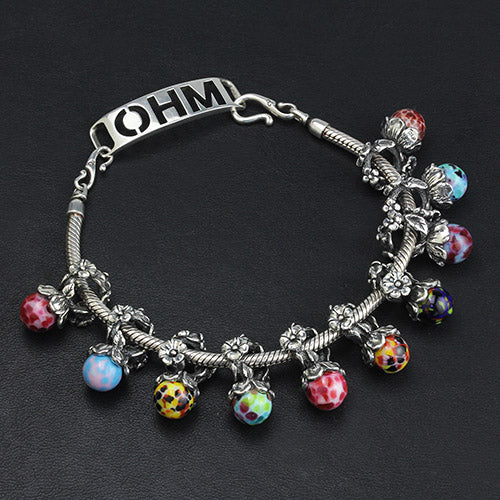 OHM Beads Hidden Flower (GAR251) silver sterling-silver; glass Dangle The Alternative Bead