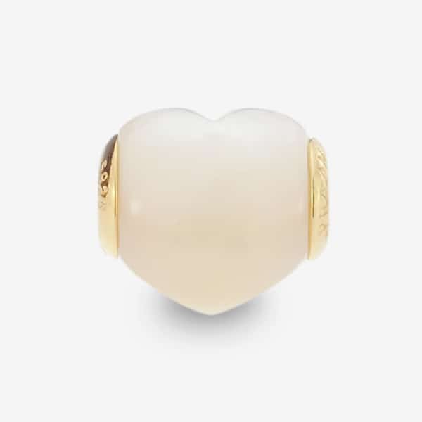 Praan Gold Reminder Heart white mother-of-pearl Bead by The Alternative Bead. Your official Praan Retailer from Germany