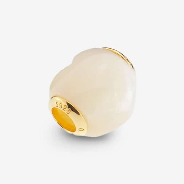 Praan Gold Reminder Heart white mother-of-pearl Bead by The Alternative Bead. Your official Praan Retailer from Germany