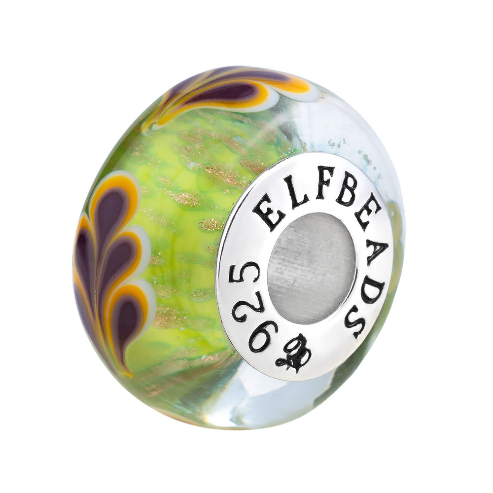 Elfbeads Grass Carpet Leaves Golddust  glass Bead by The Alternative Bead. Your official Elfbeads Retailer from Germany