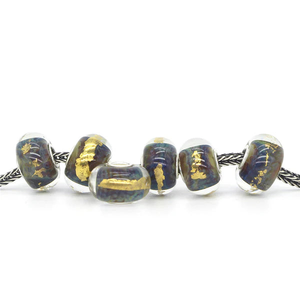 VIP-CHARMS Treasure Charm Bead 1 pcs (JKG21) blue and gold glass Charm by The Alternative Bead. Your Official VIP-CHARMS Retailer from Germany