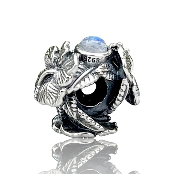 VIP-CHARMS Hibiscus Stopper Spacer Charm Bead (DG44) silver and blue glass and natural-stone and sterling-silver Stopper by The Alternative Bead. Your Official VIP-CHARMS Retailer from Germany