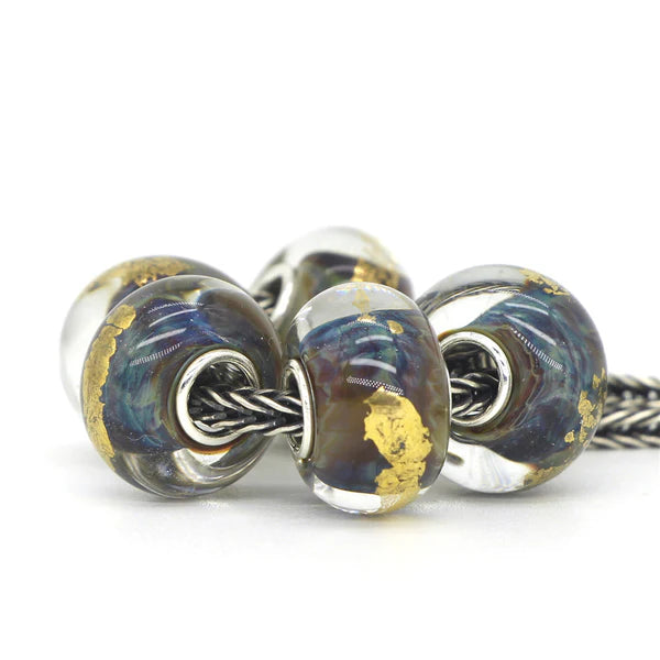 VIP-CHARMS Treasure Charm Bead 1 pcs (JKG21) blue and gold glass Charm by The Alternative Bead. Your Official VIP-CHARMS Retailer from Germany