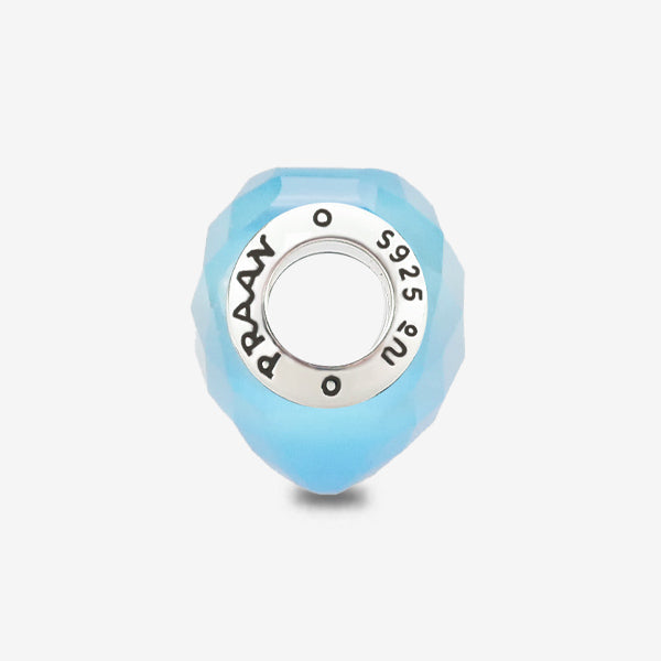 Praan Heritage Blue Cat’s Eye Faceted Glass Heart Charm blue natural-stone Bead by The Alternative Bead. Your official Praan Retailer from Germany