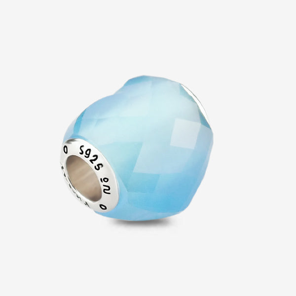 Praan Heritage Blue Cat’s Eye Faceted Glass Heart Charm blue natural-stone Bead by The Alternative Bead. Your official Praan Retailer from Germany